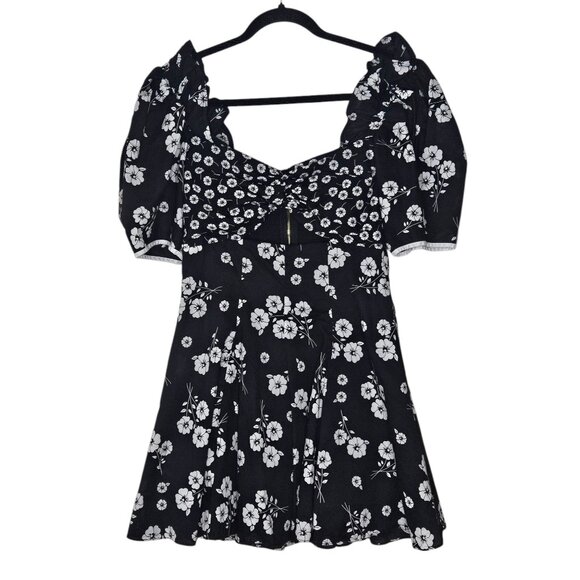 Alice McCall Izabella Mini Dress Black‎ White Floral Off Shoulder Size 8 - Picture 4 of 12